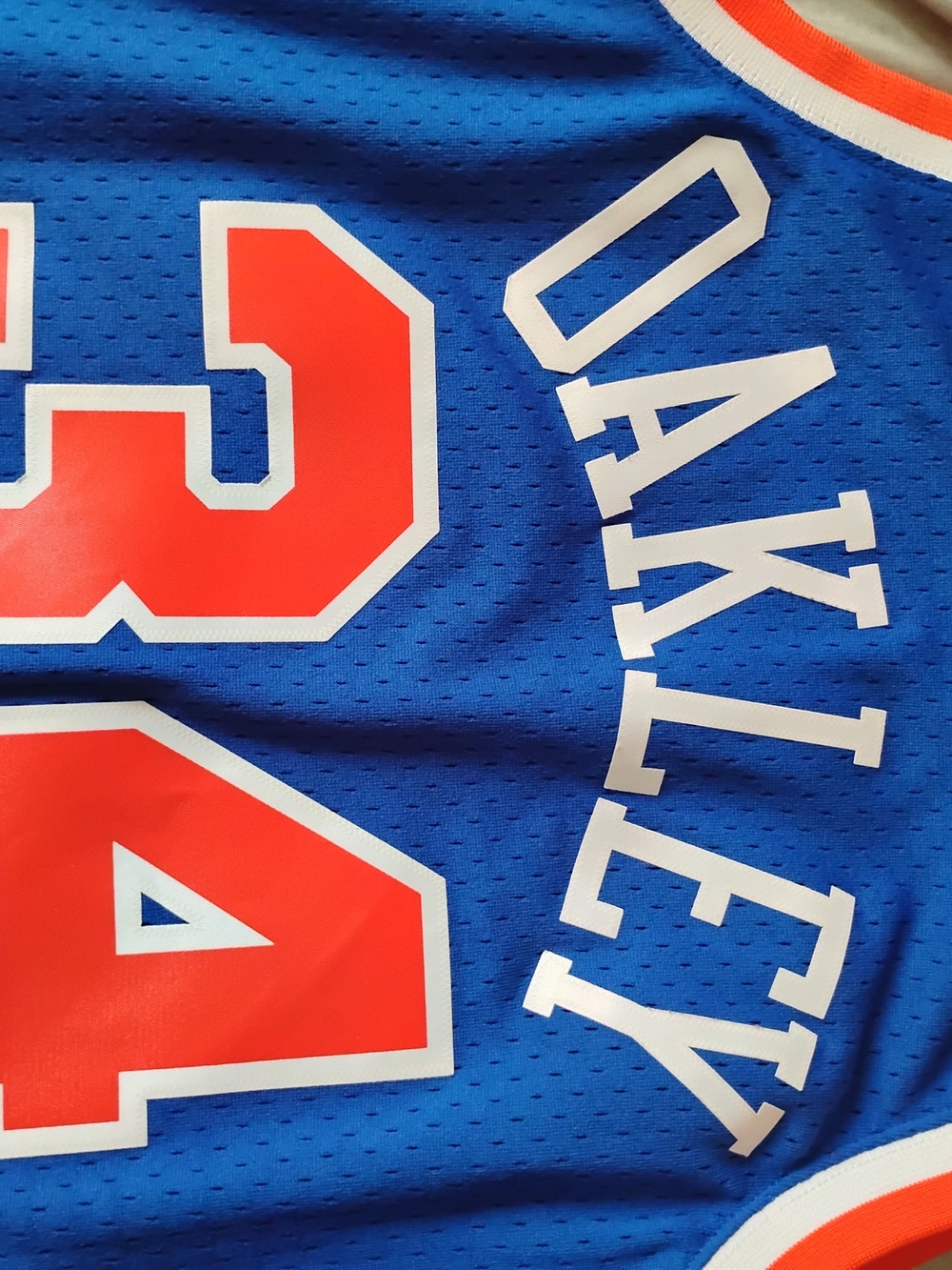 New York Blue Basketball Jersey with Red Number 34 - Picture 6 of 9